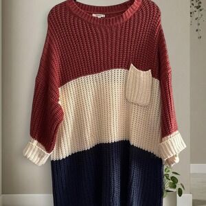Multicolored oversized knit sweater with pockets #knitwear